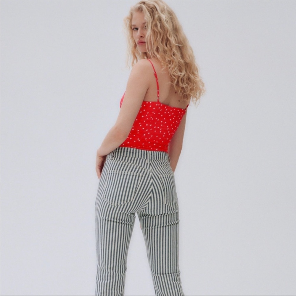 NWT ZARA | Red white stars print bodysuit top women’s Small - Picture 4 of 9